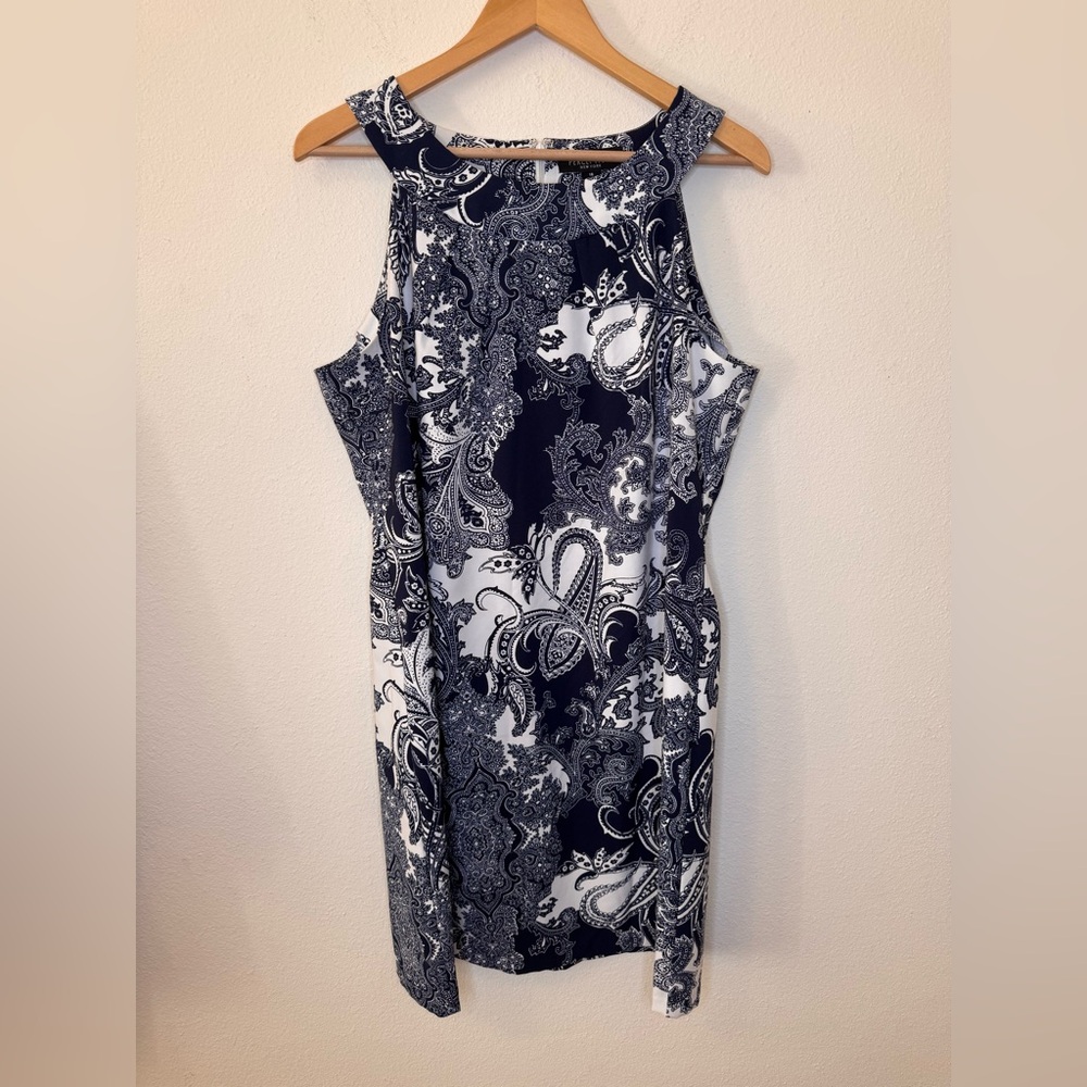Perceptions Navy and White Paisley Midi Dress